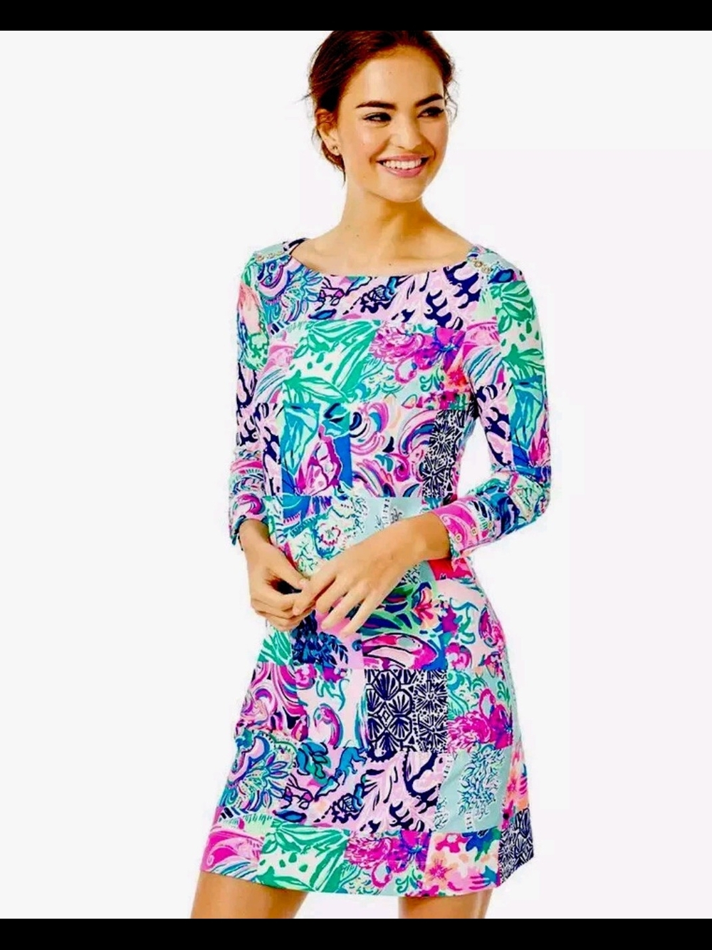 🌼B2G1🌼 Lilly Pulitzer Patchwork Floral Mini Dress Patch To Match Print NWOT